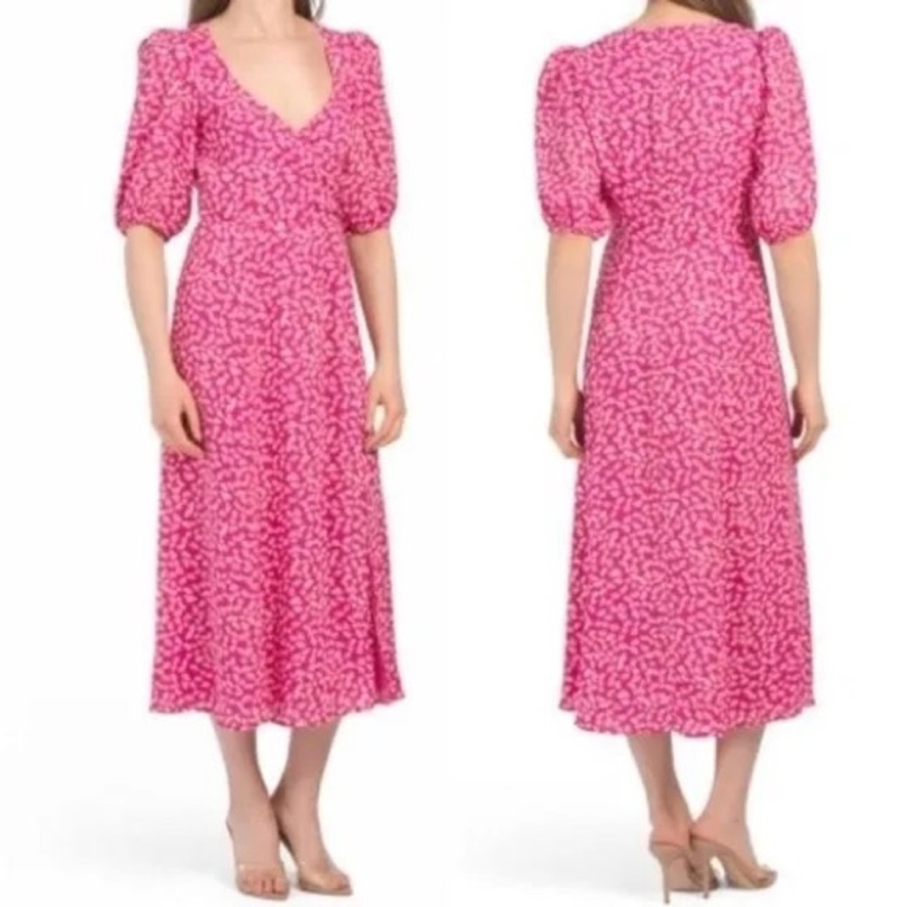 NWT WAYF midi floral skirt w/ puff sleeve